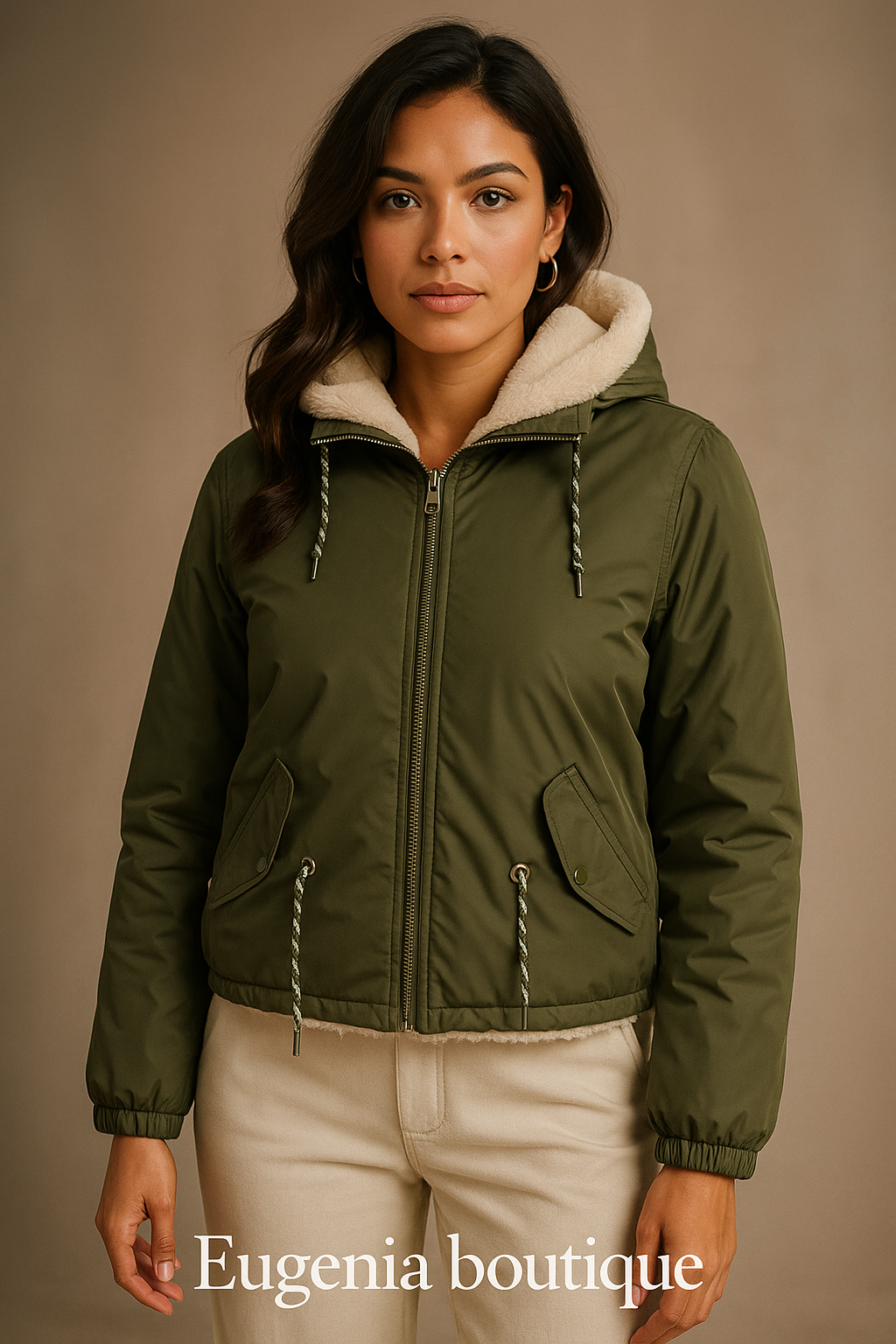 Blouson à capuche bi-matière réversible