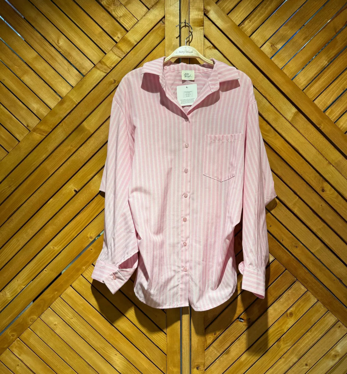 Chemise rayée rose et blanc