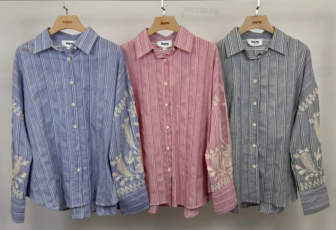 Chemise manches brodées