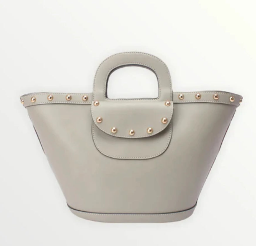 Sac collection cloutée crème – taille moyenne chic – Eugenia Boutique