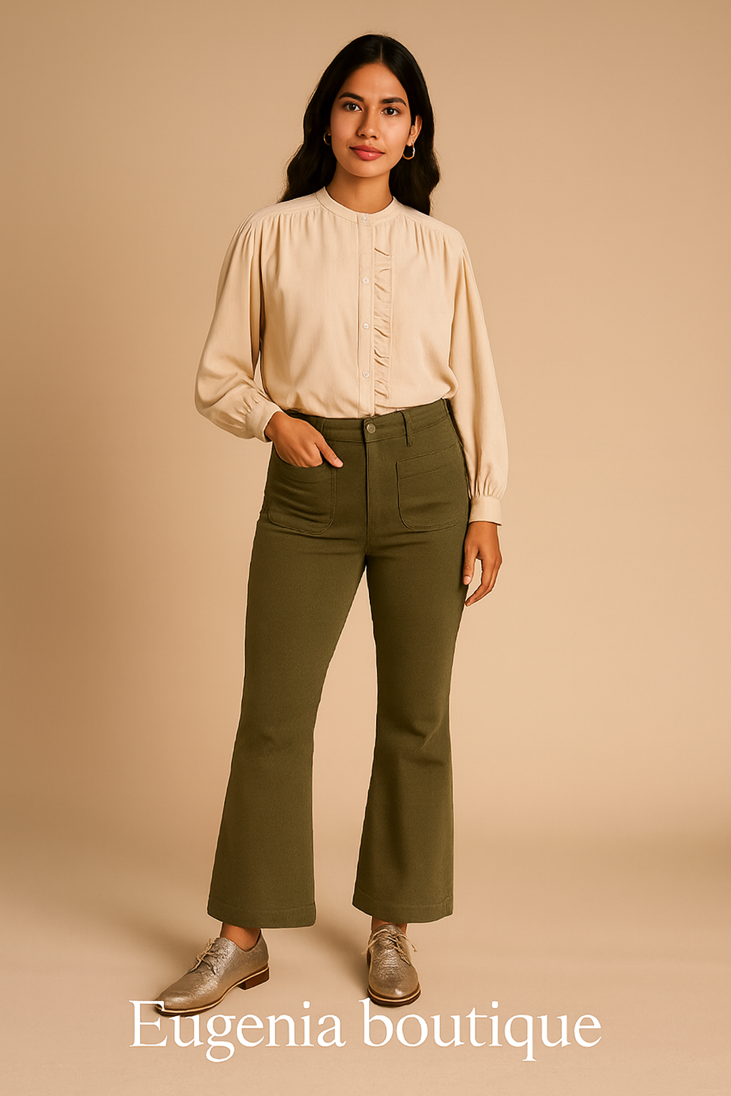 Pantalon toile avec poches plusieurs coloris