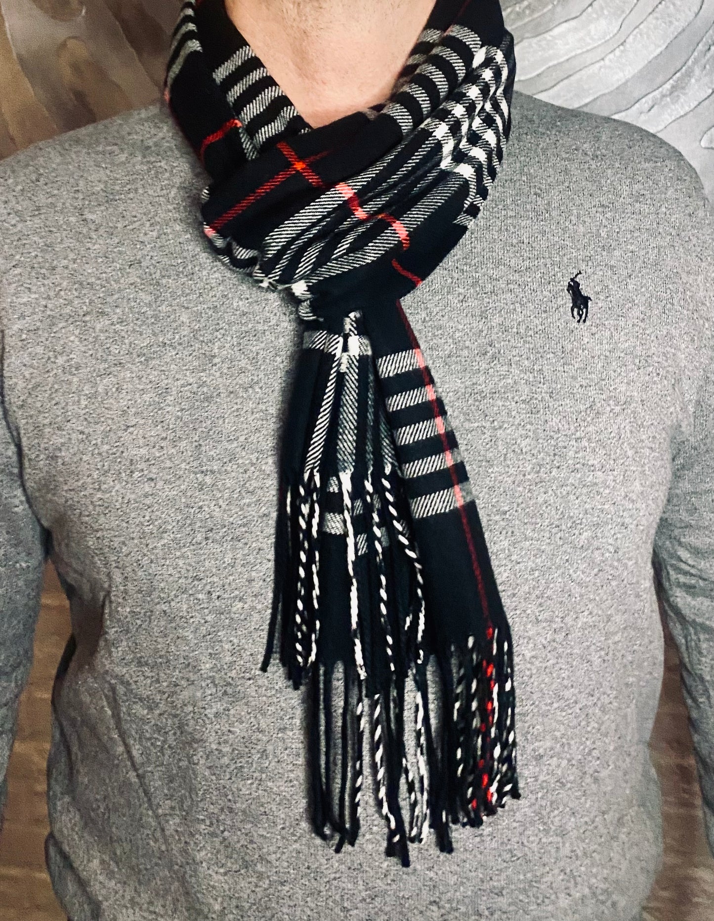Écharpe homme à carreaux