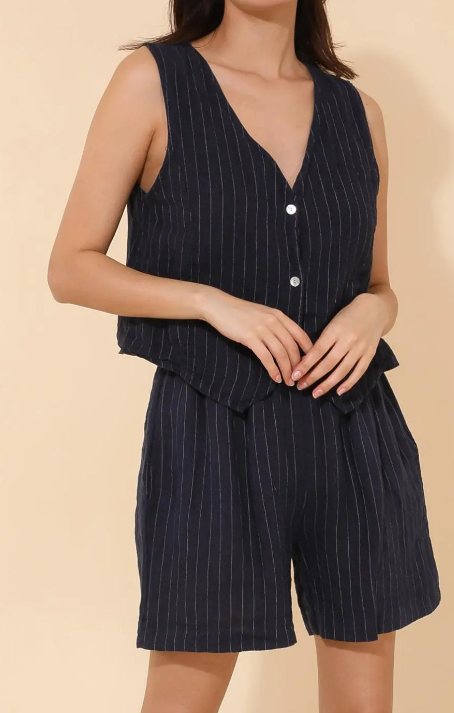 Gilet rayé en lin sans manches
