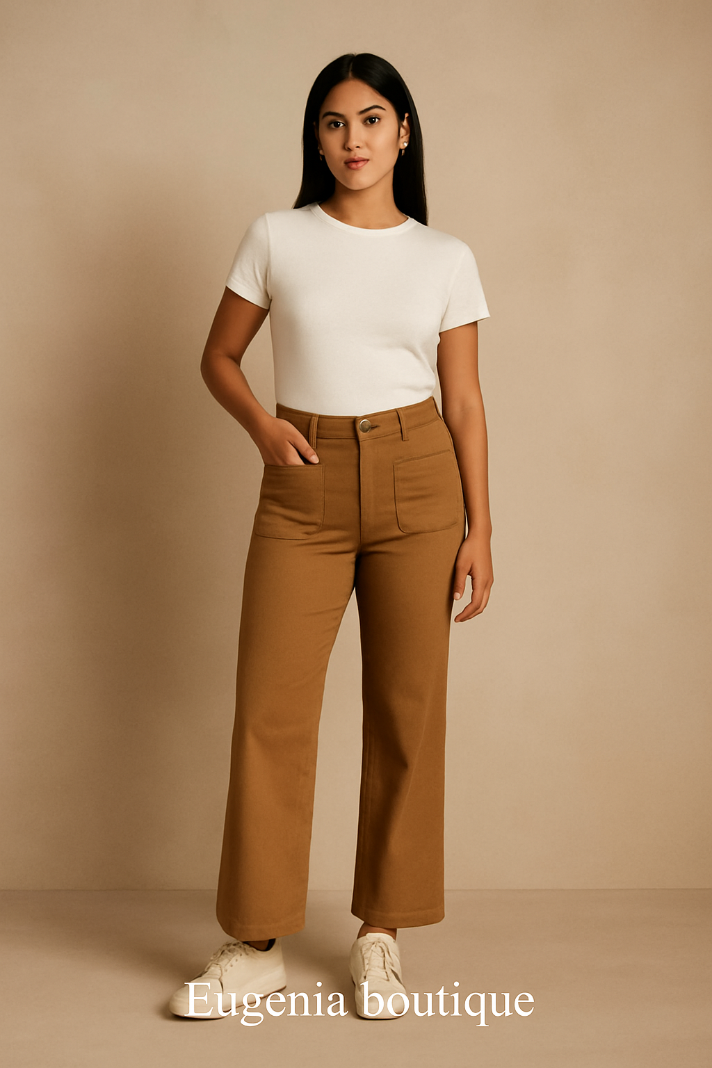 Pantalon toile avec poches plusieurs coloris