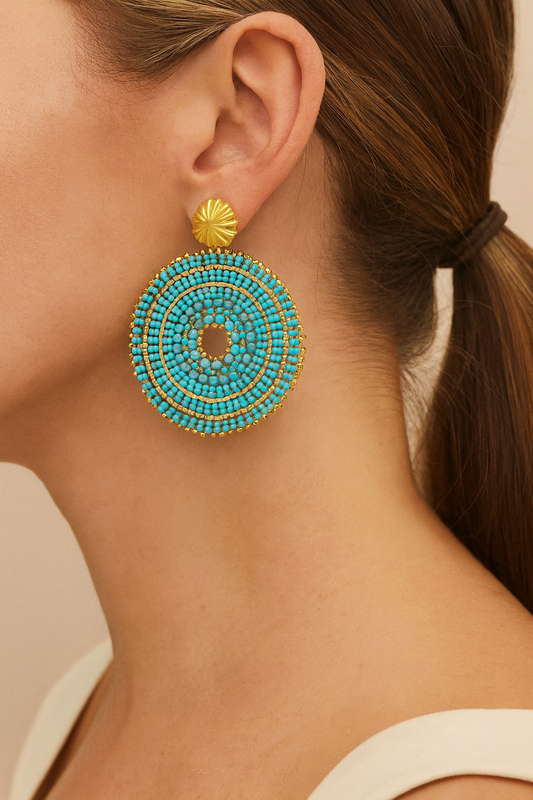 Boucles d’oreilles perles turquoise