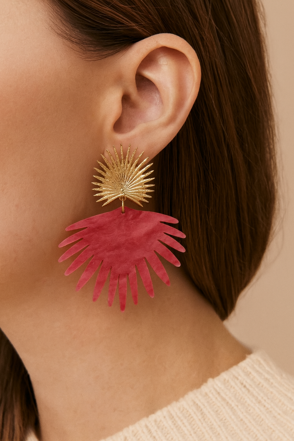 Boucles d’oreilles palmier rouge – Mile Mila