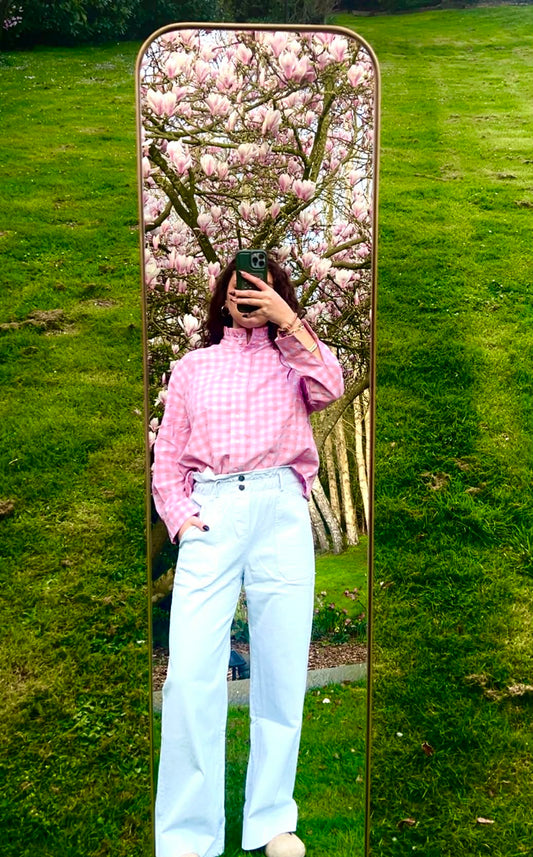 Chemise à carreaux, col victorien