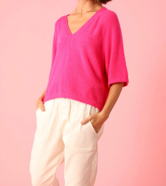 Pull col, V en baby alpaga