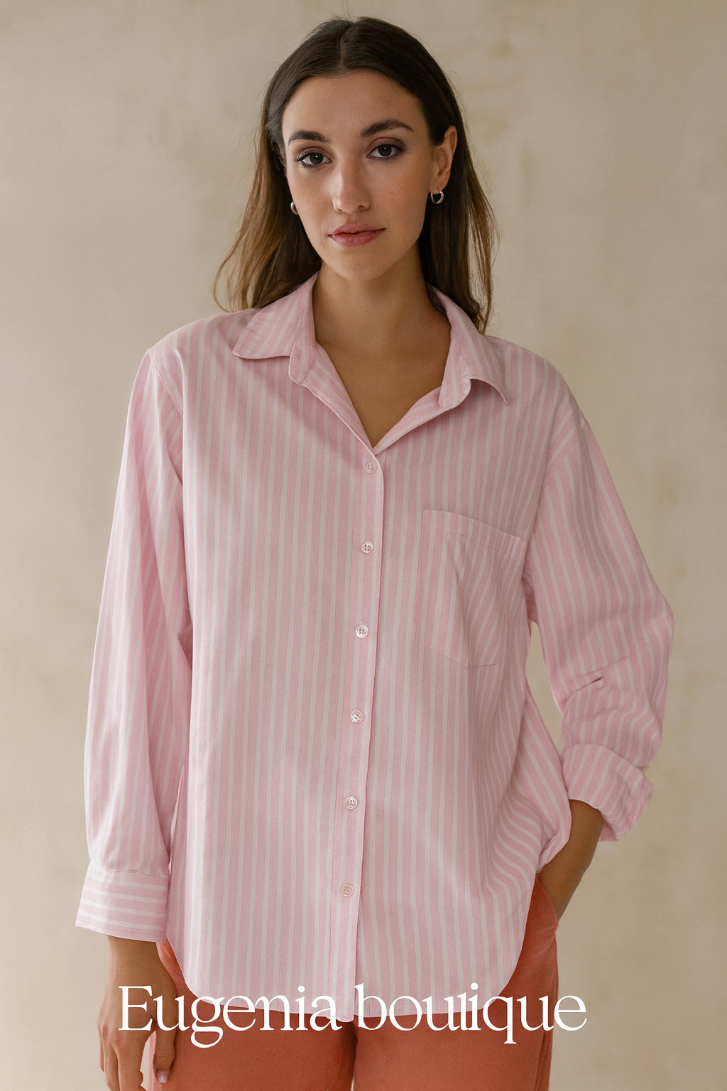 Chemise rayée rose et blanc