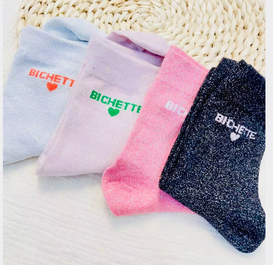 Chaussettes femme pailletées Bichette