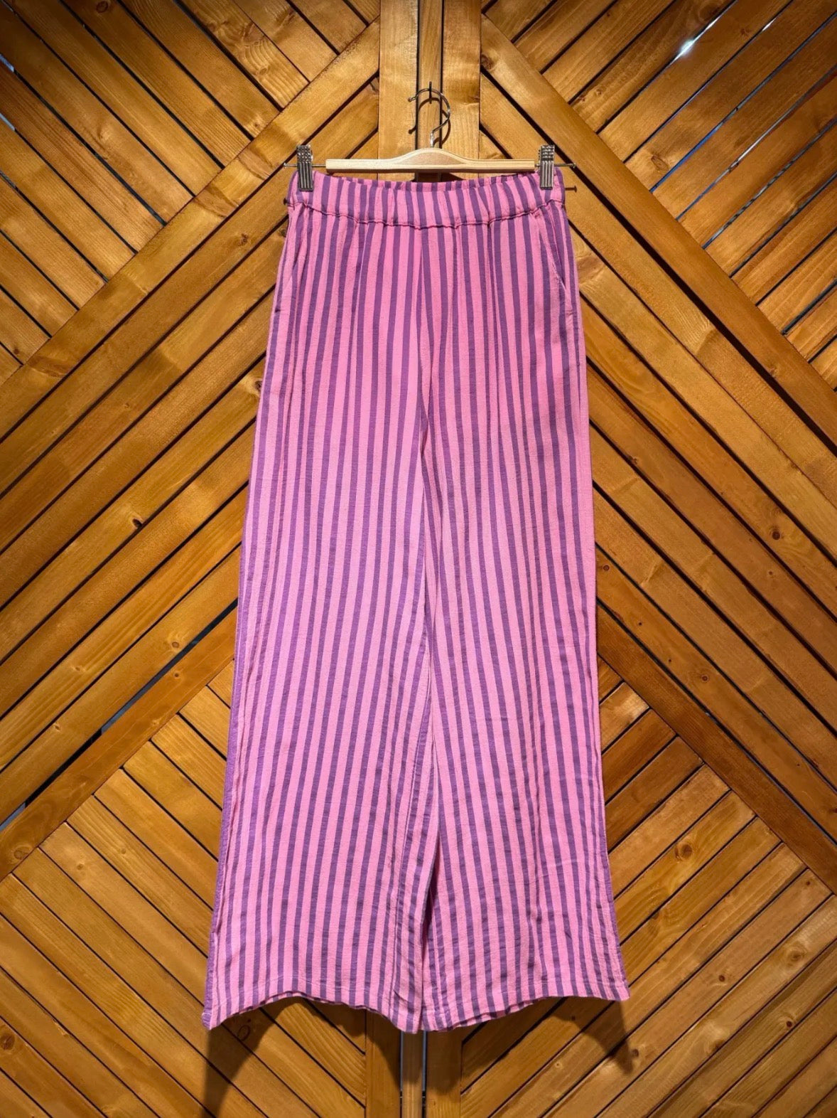 Pantalon fluide rayé en coton