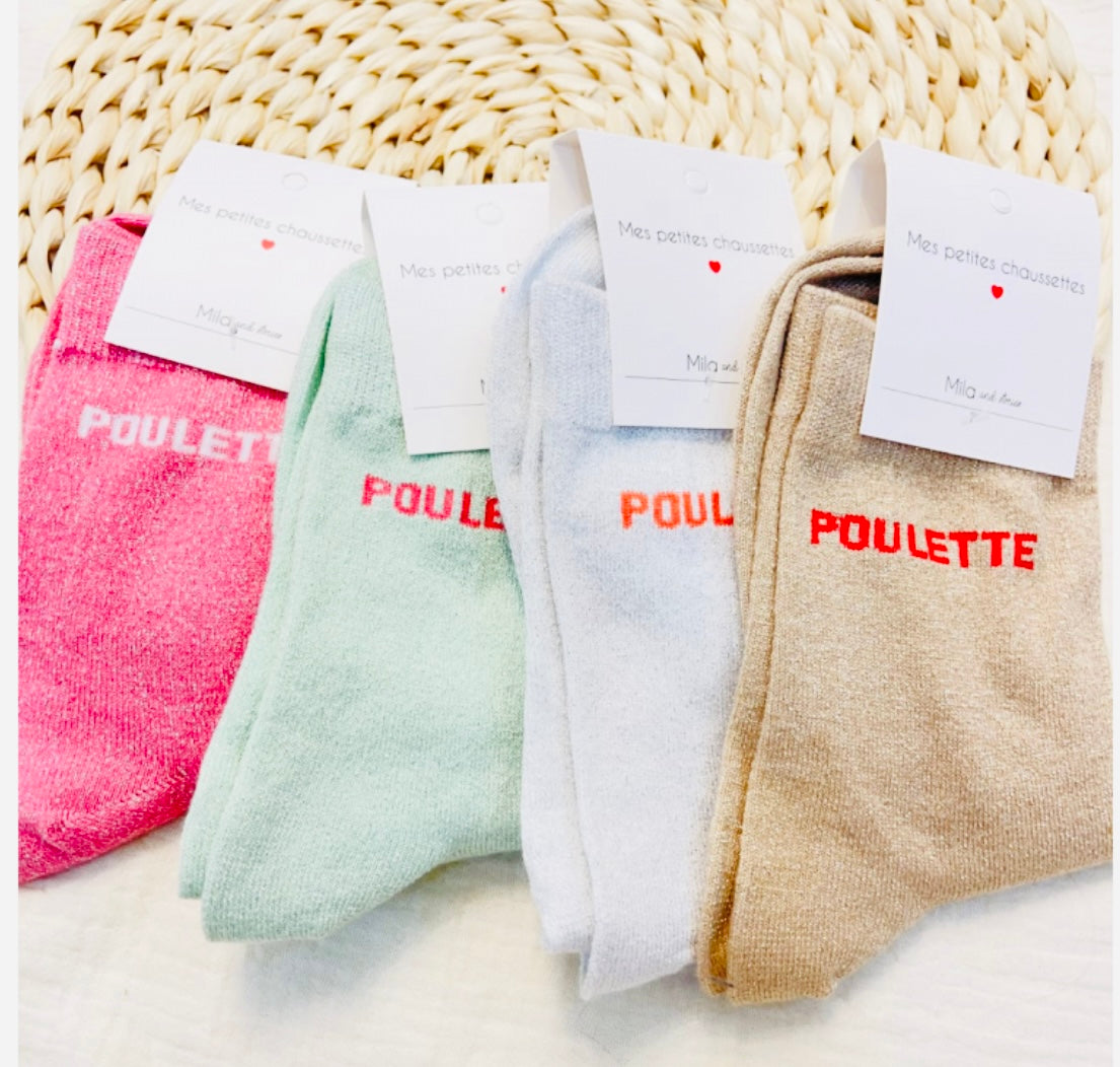 Chaussettes femme pailletées Poulette