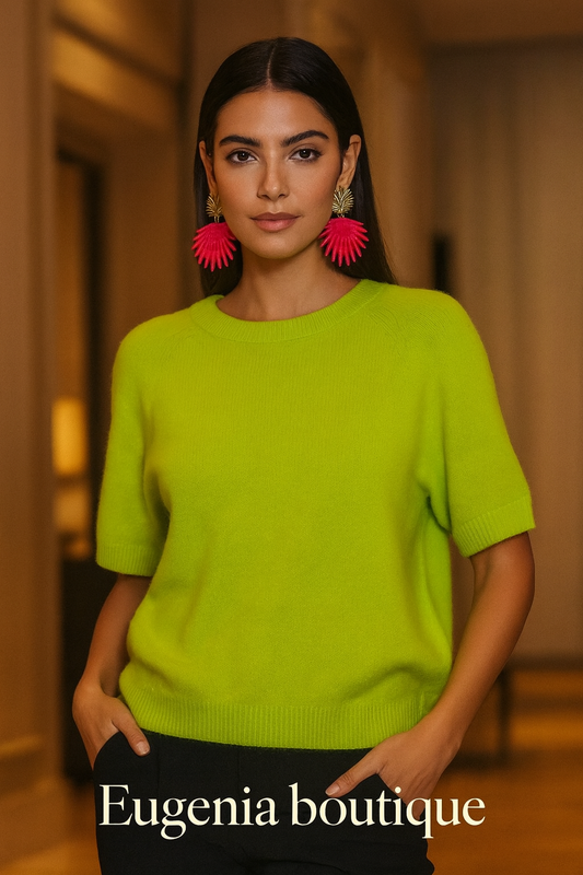 Pull manches courtes couleur avocat