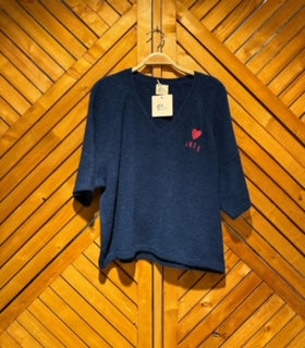 Pull manches 3/4 en baby alpaga – broderie AMOR –  Eugenia Boutique