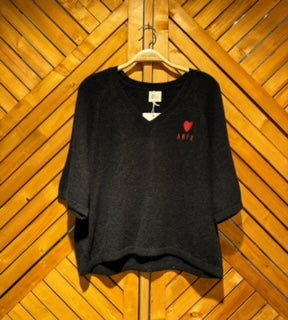 Pull manches 3/4 en baby alpaga – broderie AMOR –  Eugenia Boutique