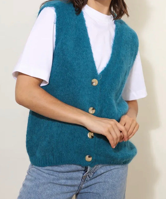 Cardigan sans manches en baby alpaga